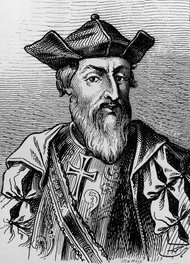 Graphic credit: Mansell/Time & Life Pictures — Getty Images; Description: An etching of Vasco da Gama. Graphic credit: Mansell/Time & Life Pictures — Getty Images; Description: An etching of Vasco da Gama.