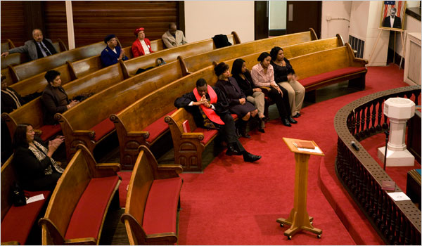 Photo: Stephen Crowley/The New York Times; Description: EBENEZER METHODIST Barack Obama&Atilde;&cent;&iuml;&iquest;&frac12;&iuml;&iquest;&frac12;s victory plumbed the emotional depths of the church&Atilde;&cent;&iuml;&iquest;&frac12;&iuml;&iquest;&frac12;s 60 mostly elderly members