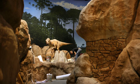 Photograph: Melanie Stetson Freeman/Christian Science Monitor/Getty; Description: A worker puts the final touches to the 'enclosure' for an animatronic dinosaur at the Creation Museum in Petersburg, Kentucky. Photograph: Melanie Stetson Freeman/Christian Science Monitor/Getty; Description: A worker puts the final touches to the 'enclosure' for an animatronic dinosaur at the Creation Museum in Petersburg, Kentucky.