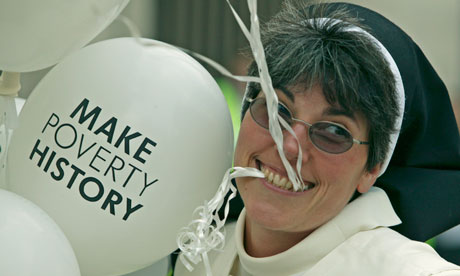 Photo credit: Martin Argles for the Guardian; Description: A nun protesting at a Make Poverty History event organised by the Catholic Agency for Overseas Development Photo credit: Martin Argles for the Guardian; Description: A nun protesting at a Make Poverty History event organised by the Catholic Agency for Overseas Development