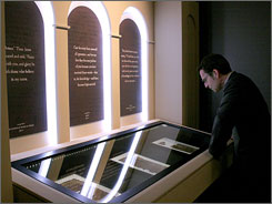photo:  An exhibit detailing Judas' version of events leading to Jesus' crucifixion opens Friday at National Geographic headquarters in Washington.  credit: Karen Bleier, AFP/Getty