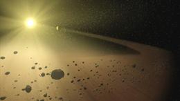 Photo credit: NASA/JPL-Caltech/T. Pyle (SSC); Description: Ice has been detected on an asteroid, supporting the idea they might have sparked life on Earth.