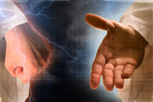 Picture of a hand and a fist, connected by static electricity (credit: salon) Picture of a hand and a fist, connected by static electricity (credit: salon)