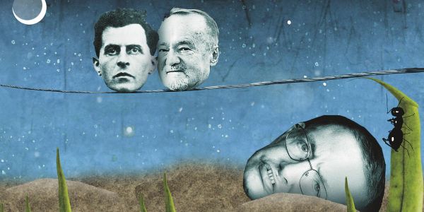 Graphic credit: Michael Morgenstern for The Chronicle Review; illustration of universe w/ Wittgenstein, Toulmin, Hawking Graphic credit: Michael Morgenstern for The Chronicle Review; illustration of universe w/ Wittgenstein, Toulmin, Hawking