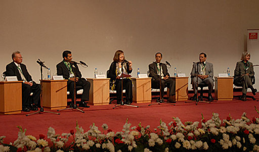 photo: Bridget Kendall and panellists at the Darwin in the World debate in Alexandria. credit: BBC photo: Bridget Kendall and panellists at the Darwin in the World debate in Alexandria. credit: BBC