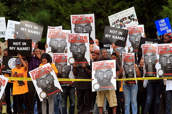 Photo credit: MIKE HASKEY / COLUMBUS LEDGER-ENQUIRER / MCT / LANDOV Supporters of Troy Davis gather across the road from a prison in Jackson, Georgia, Sept. 21, 2011. Photo credit: MIKE HASKEY / COLUMBUS LEDGER-ENQUIRER / MCT / LANDOV Supporters of Troy Davis gather across the road from a prison in Jackson, Georgia, Sept. 21, 2011.