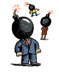 illustration: human with bomb for head; credit: Slate illustration: human with bomb for head; credit: Slate